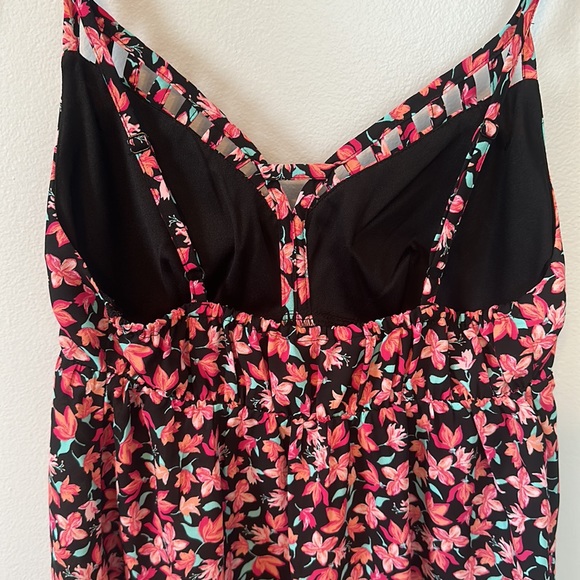 Floral pattern padded bra babydoll tank top - Picture 6 of 6